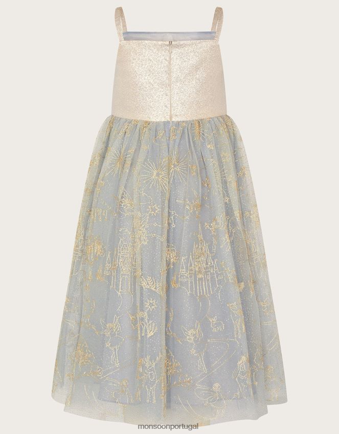 roupas vestido jacquard bordado de conto de fadas da terra das maravilhas Monsoon garota cinza RPLH8F1834