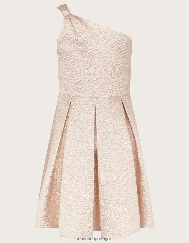 roupas vestido jacquard de um ombro só Monsoon garota ouro RPLH8F1946