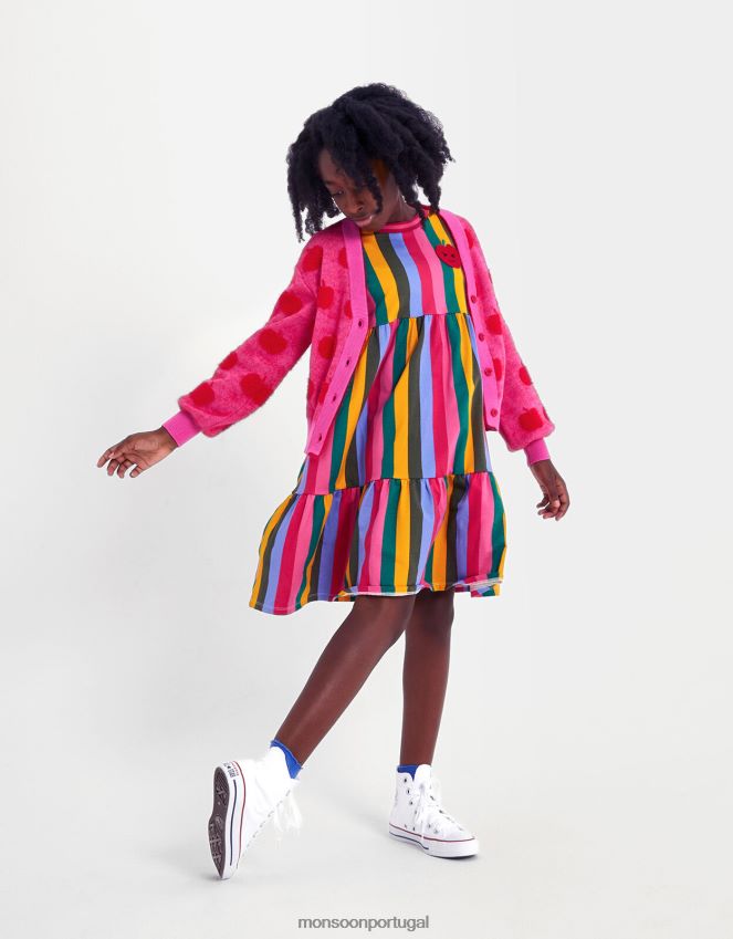roupas vestido listrado em jersey Monsoon garota multi RPLH8F1598