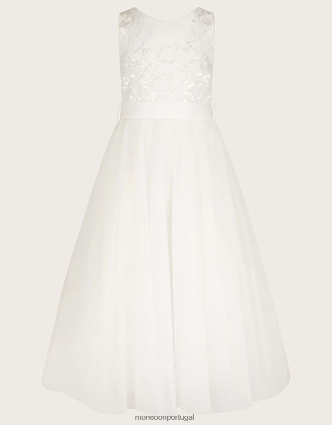 roupas vestido maxi de tule odette alice Monsoon garota marfim RPLH8F2016
