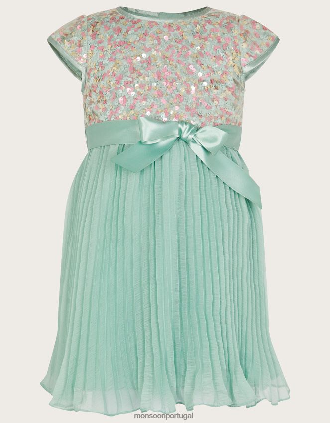 roupas vestido plissado de lantejoulas disco para bebê Monsoon garota verde (hortelã) RPLH8F2135