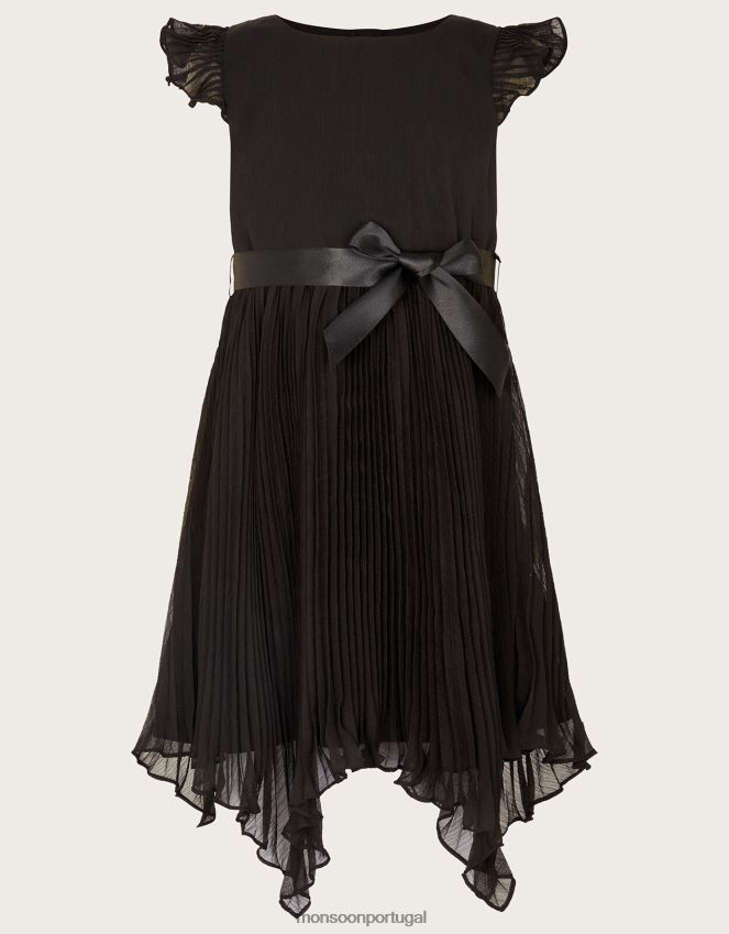 roupas vestido plissado rubina Monsoon garota preto RPLH8F1751