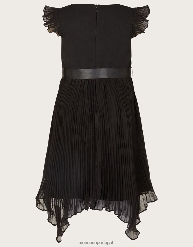 roupas vestido plissado rubina Monsoon garota preto RPLH8F1751