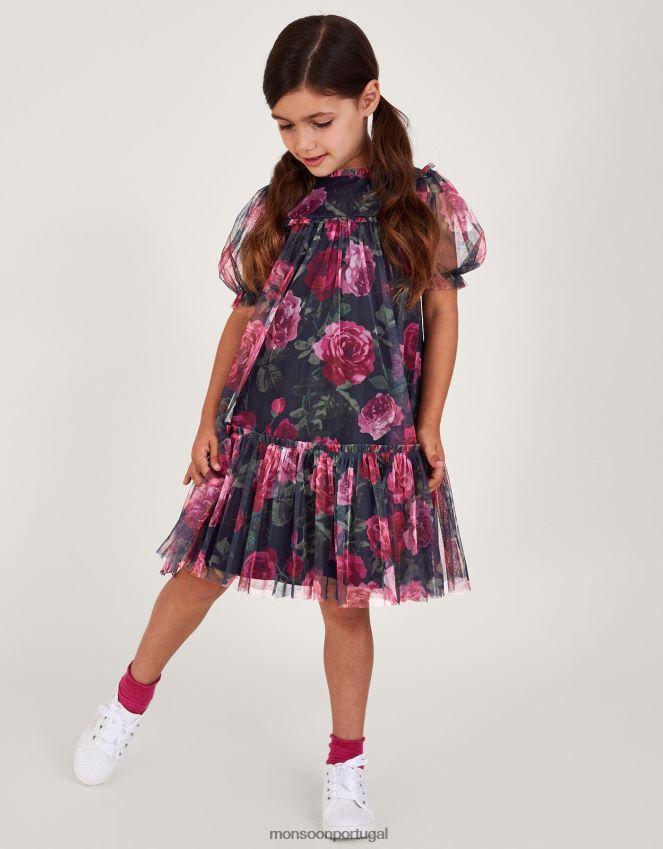 roupas vestido túnica para ocasião coco rose Monsoon garota azul-marinho) RPLH8F1582