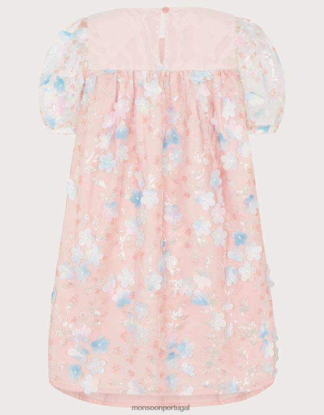 roupas vestido trapézio flor disco Monsoon garota rosa (rosa claro) RPLH8F1776