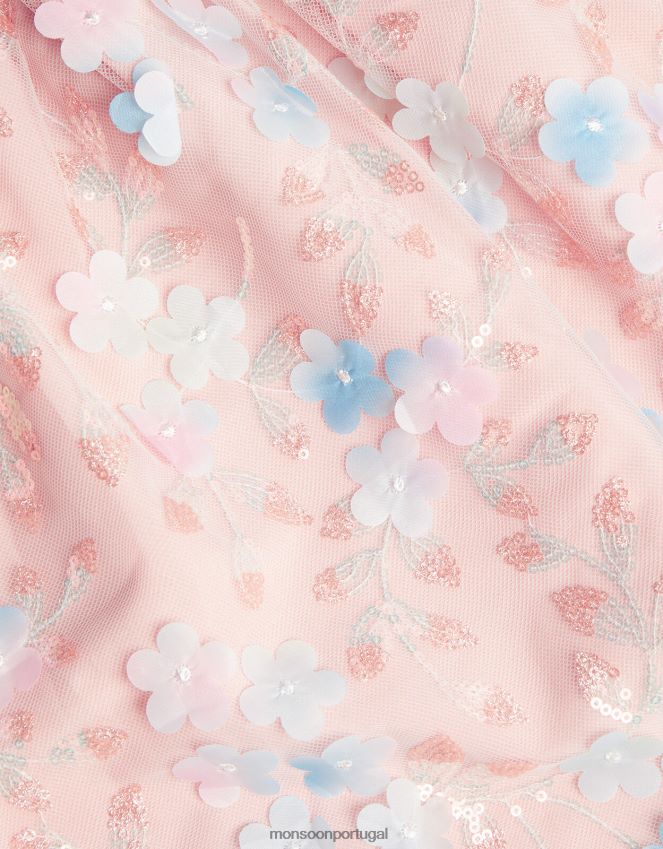 roupas vestido trapézio flor disco Monsoon garota rosa (rosa claro) RPLH8F1776