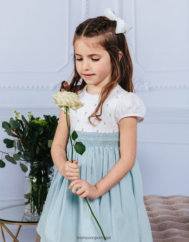 roupas vestido trotters rosa com bata à mão Monsoon crianças azul RPLH8F1980