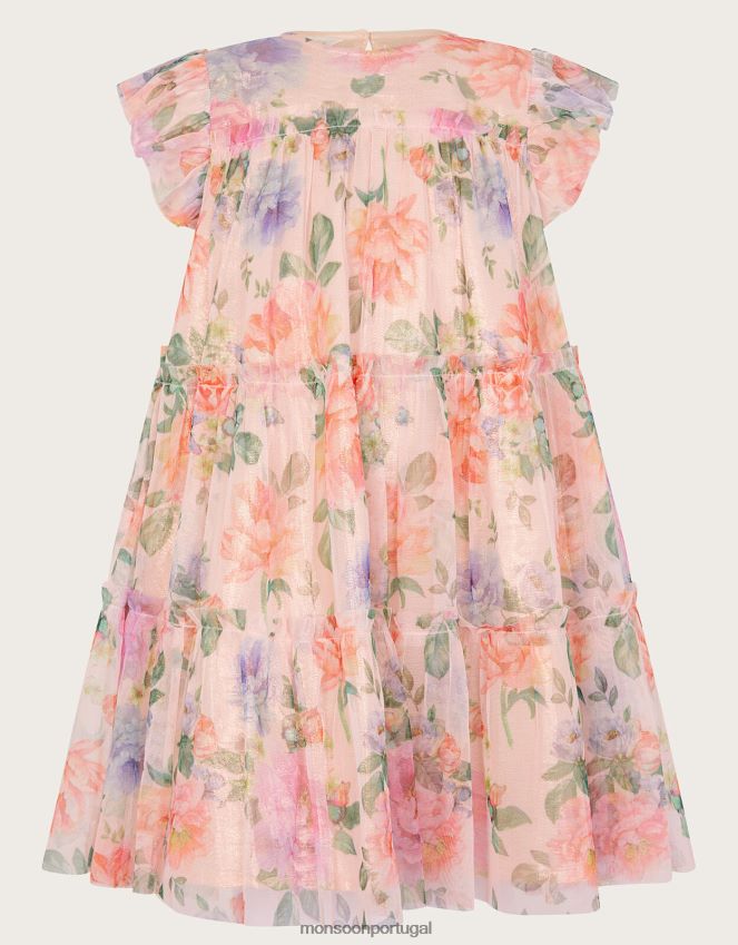 roupas vestido vintage floral em malha brilhante Monsoon garota rosa (rosa claro) RPLH8F1584
