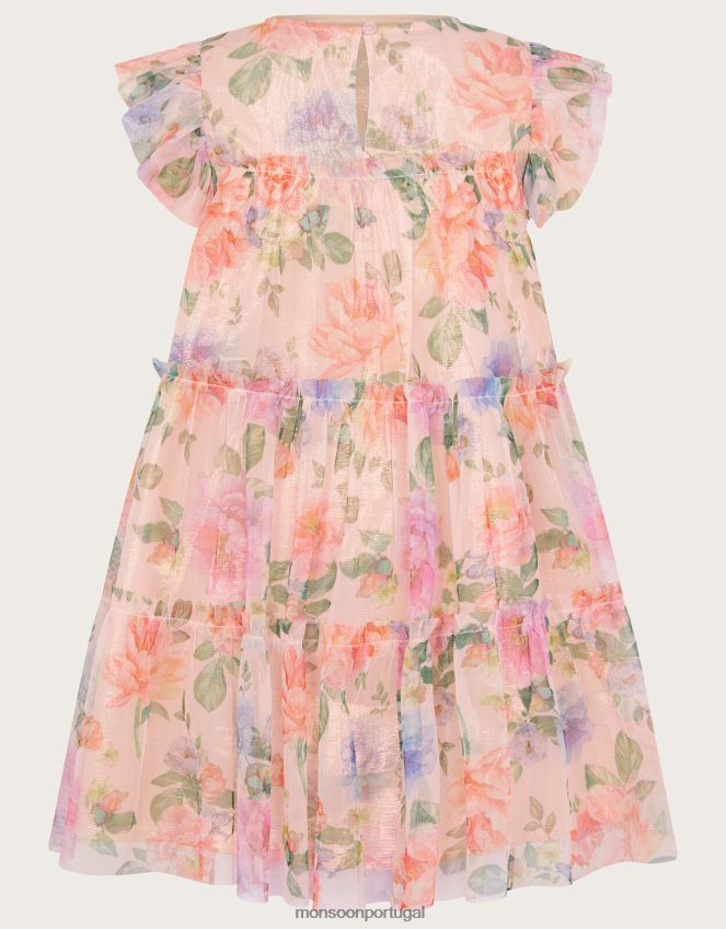roupas vestido vintage floral em malha brilhante Monsoon garota rosa (rosa claro) RPLH8F1584