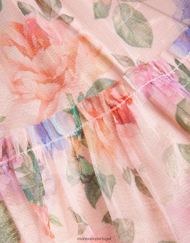 roupas vestido vintage floral em malha brilhante Monsoon garota rosa (rosa claro) RPLH8F1584