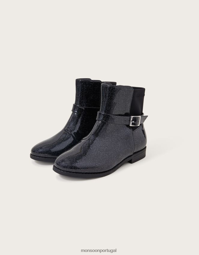 calçados botas de arco com glitter patenteado Monsoon garota preto RPLH8F2350