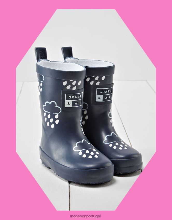 calçados galochas reveladoras da cor da grama e do ar Monsoon crianças azul-marinho) RPLH8F2348