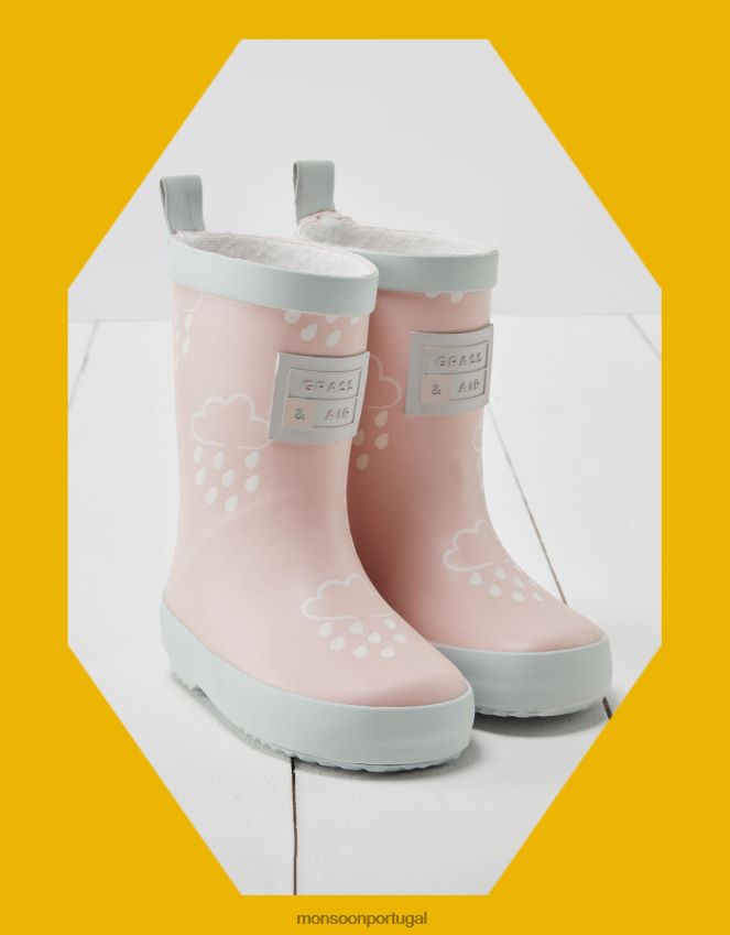 calçados galochas reveladoras da cor da grama e do ar Monsoon crianças rosa RPLH8F2316