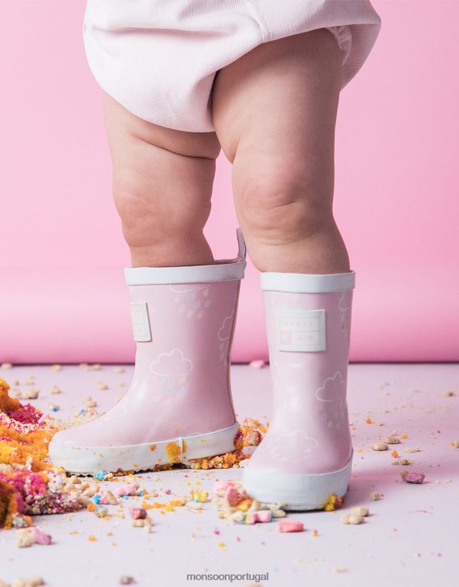 calçados galochas reveladoras da cor da grama e do ar Monsoon crianças rosa RPLH8F2316