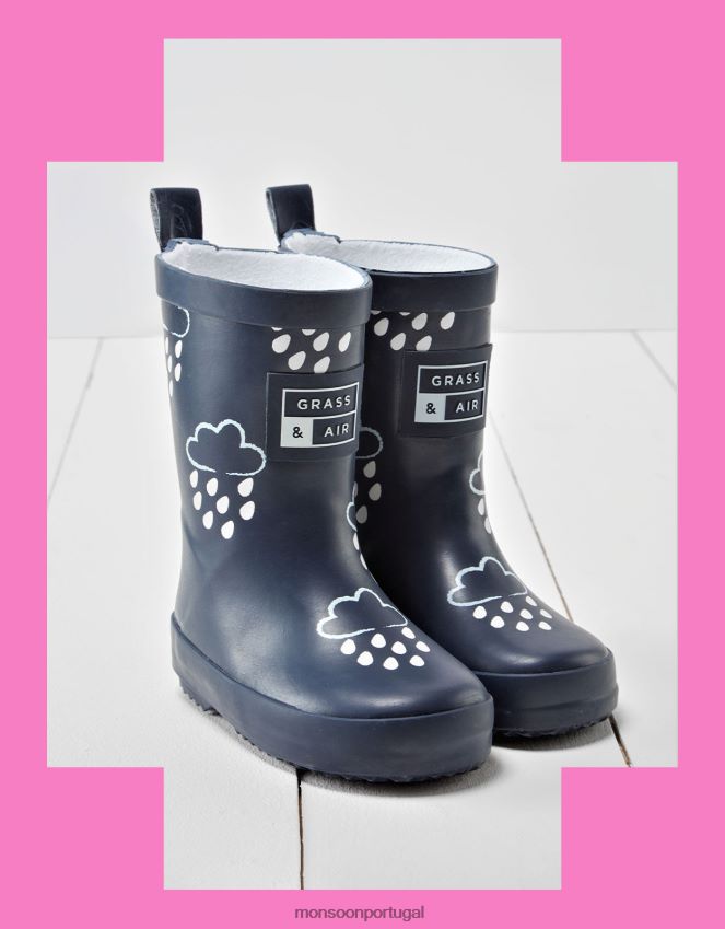 calçados galochas reveladoras da cor da grama e do ar azul Monsoon crianças azul-marinho) RPLH8F2317