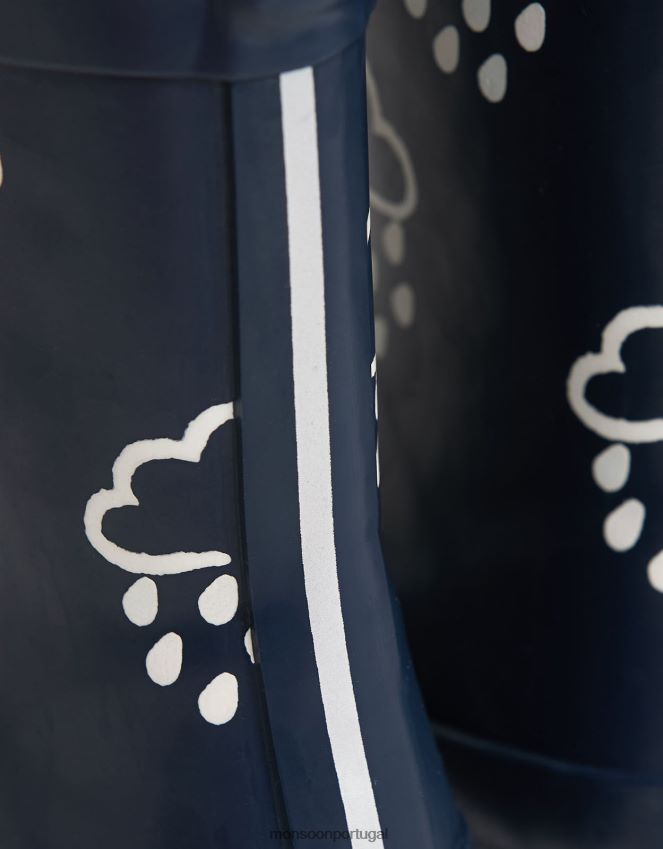 calçados galochas reveladoras da cor da grama e do ar azul Monsoon crianças azul-marinho) RPLH8F2379