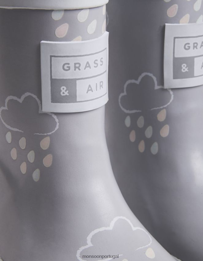 calçados galochas reveladoras da cor da grama e do ar cinza Monsoon crianças cinza RPLH8F2406