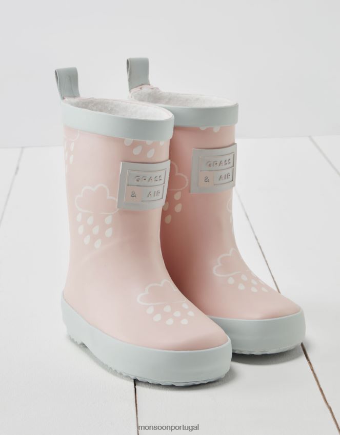calçados galochas reveladoras da cor da grama e do ar rosa Monsoon crianças rosa RPLH8F2319