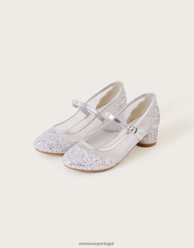 calçados Annabelle malha vieira glitter sapatos princesa prata Monsoon garota prata RPLH8F1945