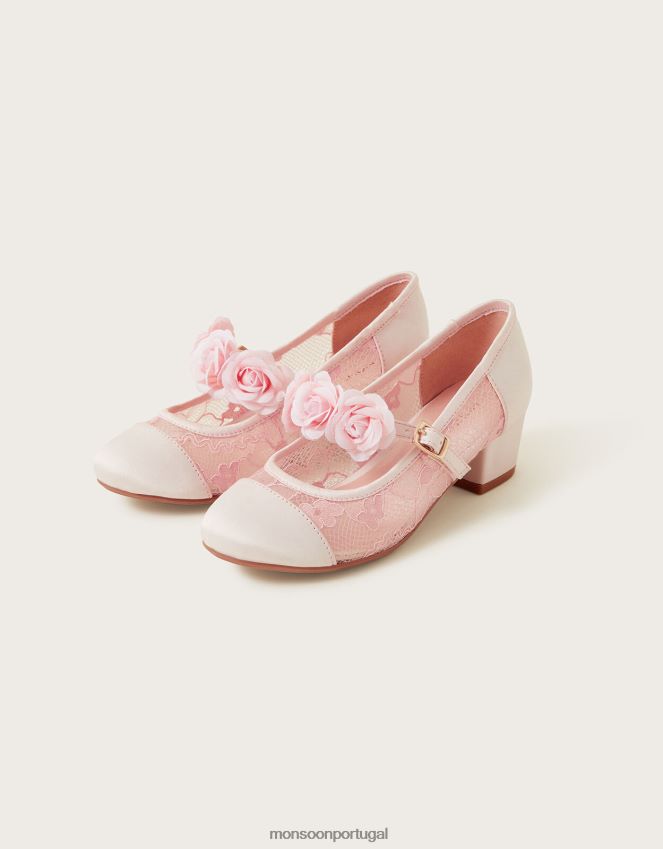 calçados flor corsage laço princesa saltos Monsoon garota rosa RPLH8F1829