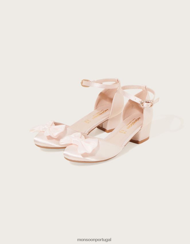 calçados kali laço de cetim salto duas partes Monsoon crianças rosa RPLH8F2769