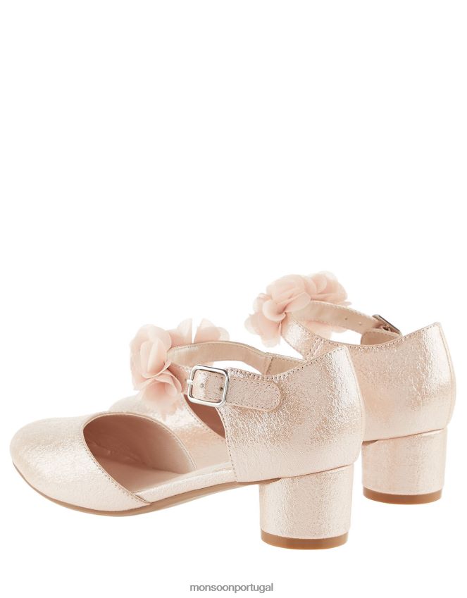 calçados salto corpete texturizado Monsoon garota rosa RPLH8F2761