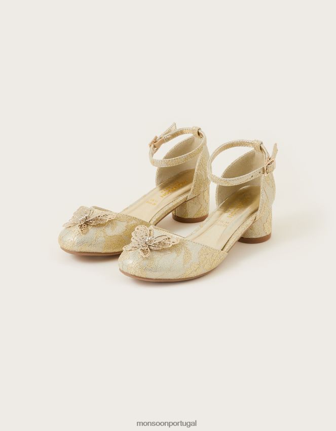 calçados salto de duas partes borboleta de renda Monsoon garota ouro RPLH8F2336