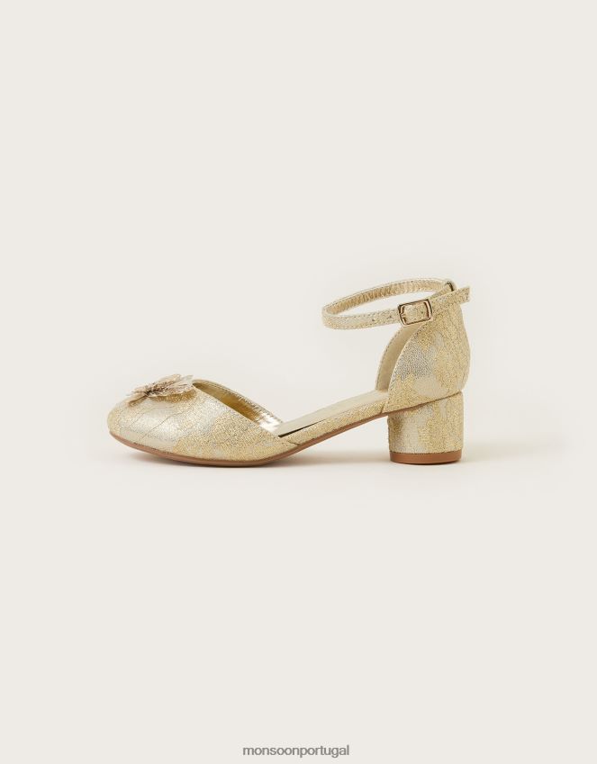 calçados salto de duas partes borboleta de renda Monsoon garota ouro RPLH8F2336