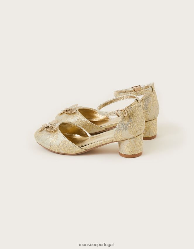 calçados salto de duas partes borboleta de renda Monsoon garota ouro RPLH8F2336