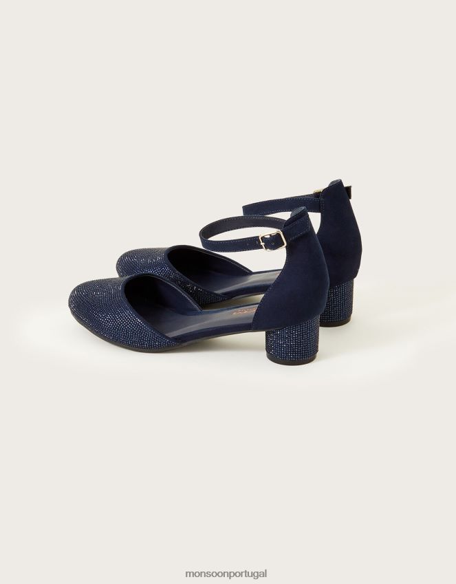 calçados salto de duas partes com diamante Monsoon garota azul-marinho) RPLH8F1914