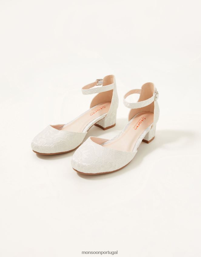 calçados salto de duas partes em renda Monsoon garota marfim RPLH8F2375