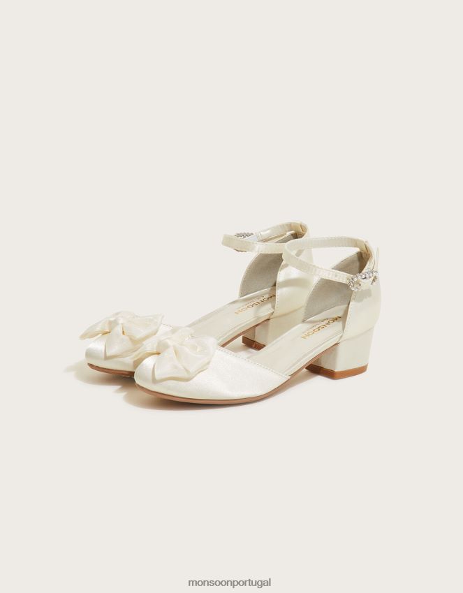 calçados salto duas partes em cetim kali Monsoon garota marfim RPLH8F2373