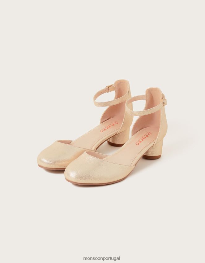 calçados saltos brilhantes de duas partes Monsoon garota ouro RPLH8F1855