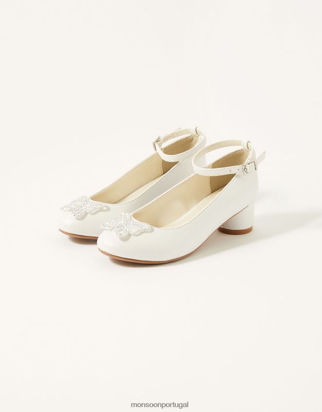 calçados saltos de borboleta com diamante brilhante Monsoon garota marfim RPLH8F2369