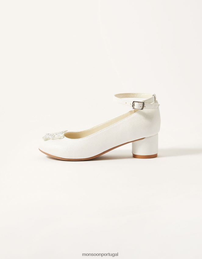 calçados saltos de borboleta com diamante brilhante Monsoon garota marfim RPLH8F2369