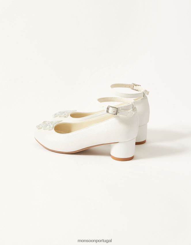 calçados saltos de borboleta com diamante brilhante Monsoon garota marfim RPLH8F2369