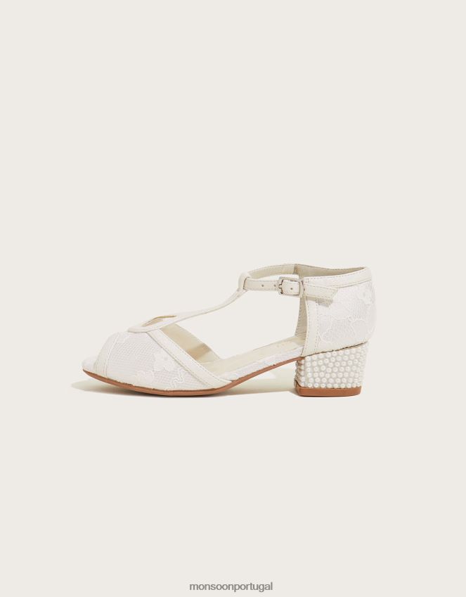 calçados saltos de dança de pérola de renda Monsoon crianças marfim RPLH8F2771