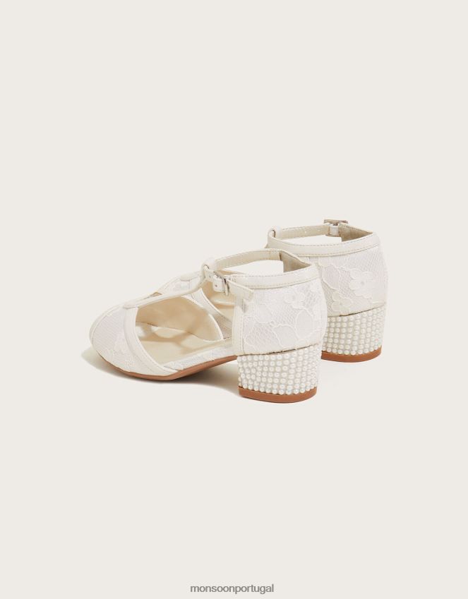 calçados saltos de dança de pérola de renda Monsoon crianças marfim RPLH8F2771