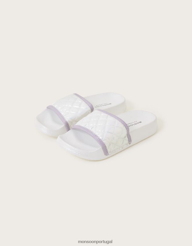 calçados controles deslizantes acolchoados brilhantes Monsoon garota branco RPLH8F2800