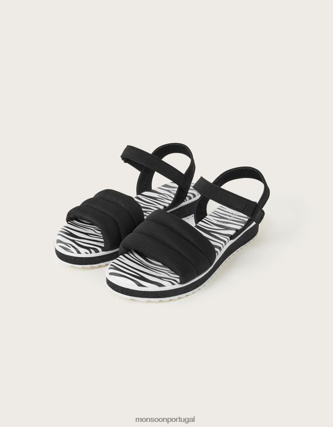 calçados sandália zebra trekker Monsoon garota preto RPLH8F2367