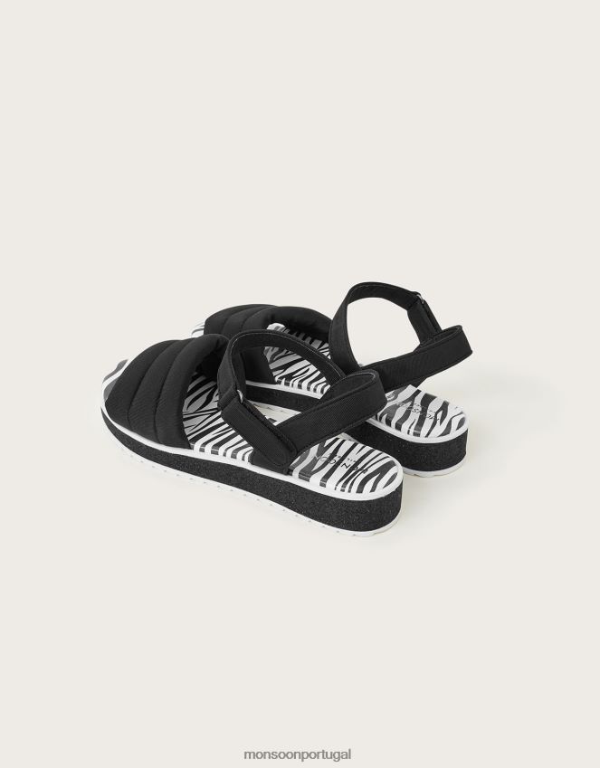 calçados sandália zebra trekker Monsoon garota preto RPLH8F2367