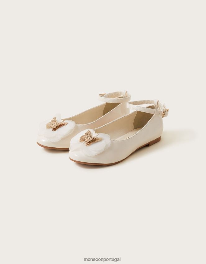 calçados kali patente borboleta bailarina plana Monsoon garota marfim RPLH8F2396