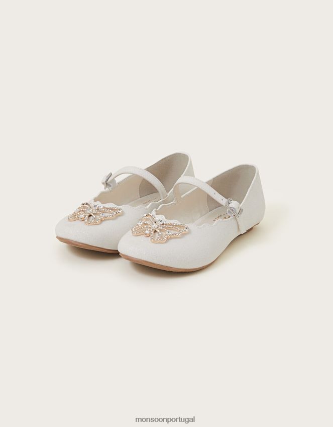 calçados natalia diamante borboleta bailarina flats Monsoon garota marfim RPLH8F1876