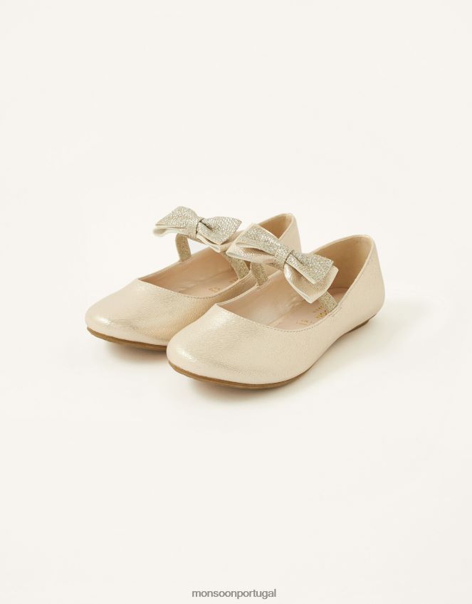 calçados sapatilhas de bailarina com arco texturizado Monsoon garota ouro RPLH8F2808