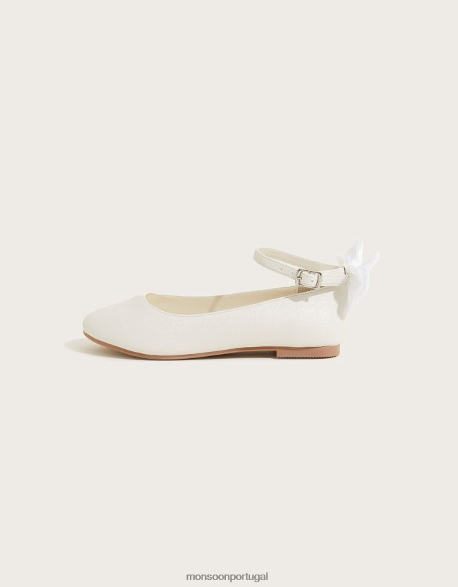 calçados sapatilhas de bailarina com laço de organza Monsoon garota marfim RPLH8F2338