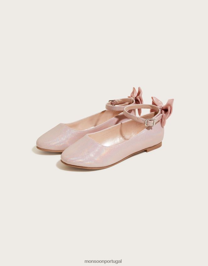 calçados sapatilhas de bailarina com laço de organza Monsoon garota rosa RPLH8F2768