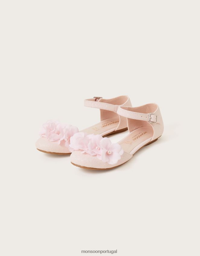 calçados sapatilhas de bailarina de duas partes com flores Monsoon garota rosa RPLH8F2355