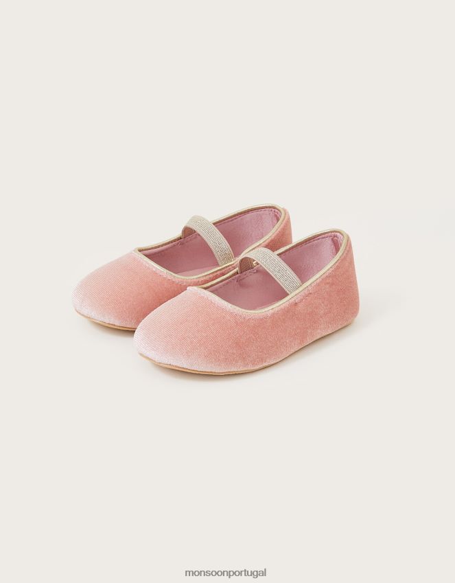 calçados sapato de veludo rosa Monsoon crianças rosa RPLH8F2307