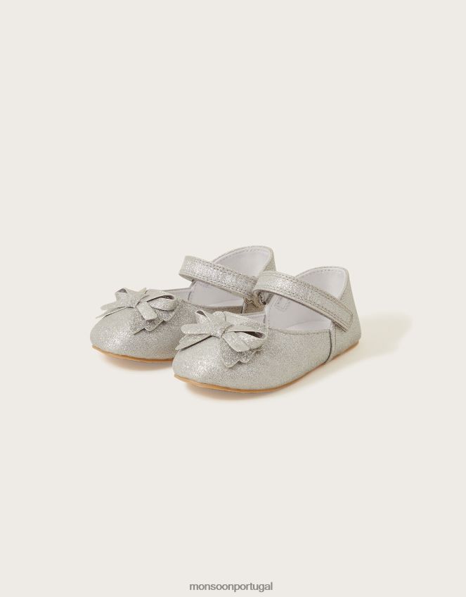 calçados sapatos sparkle bow walker prateados Monsoon crianças prata RPLH8F2303