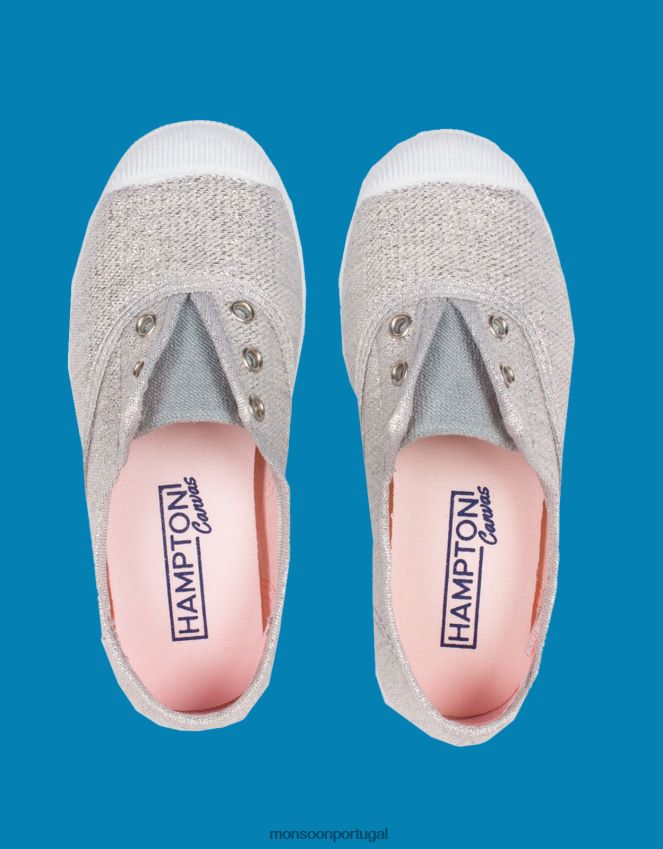 calçados hampton lona ameixa plimsolls prata Monsoon crianças prata RPLH8F2366
